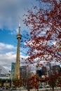 CN Tower and Autumn vegetation - Toronto, Ontario, Canada Royalty Free Stock Photo