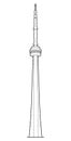 CN Tower, Downtown Toronto, Ontario, Canada: Landmark Vector Illustration Hand Drawn Cartoon Art