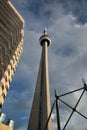 Pointing Skyward--CN Tower in Downtown Toronto, Canada Royalty Free Stock Photo