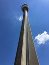 The CN Tower located in Toronto Canada on a sunny day