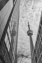 The CN Tower reflected in a skyscraper. Toronto, Canada Royalty Free Stock Photo