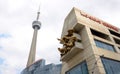 CN Tower and Rogers Centre in Toronto Royalty Free Stock Photo