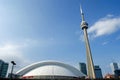 CN Tower and Rogers Centre in Toronto, Ontario, Canada Royalty Free Stock Photo