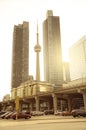 CN Tower between two buildings. Royalty Free Stock Photo