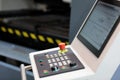 CNC control panel of laser metal cutting machine Royalty Free Stock Photo