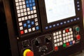 CNC control panel of machining center closeup Royalty Free Stock Photo