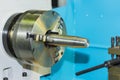 Cnc industrial lathe turning spindle chuck and product part on machine
