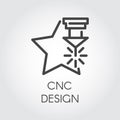 CNC laser design icon in outline style. Computer numerical controlled machine. Graphic pictogram