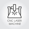 CNC laser machine line icon. Computer numerical controlled appliance in outline design. Factory construction equipment