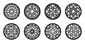 Cnc laser pattern. Arabesque circle, round element set for laser cutting ,stencil, engraving. Geometric arabic pattern