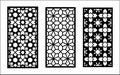 Cnc laser pattern. Set of decorative vector panels,screen for laser cutting. Cnc template for room divider in arabic