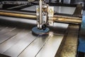 CNC laser plasma cutter. Modern metalworking technology at manufacturing plant or factory Royalty Free Stock Photo