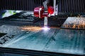 CNC Laser plasma cutting of metal, modern industrial technology. Royalty Free Stock Photo