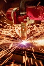 CNC Laser plasma cutting of metal, modern industrial technology. Royalty Free Stock Photo