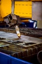 CNC Laser plasma cutting of metal, modern industrial technology. Royalty Free Stock Photo