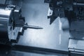 The CNC lathe machine cutting the sample bullet metal parts