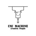 CNC Lathe machine Logo Computer Numerical Control modern 3D cutting technology design manufacturing industry cutting. This logo is