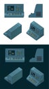 CNC machine control panel color drawings