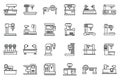 Cnc machine icons set outline vector. Mill controller Royalty Free Stock Photo