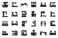 Cnc machine icons set simple vector. Mill controller Royalty Free Stock Photo