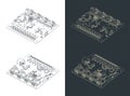 CNC main board isometric drawings Royalty Free Stock Photo