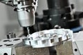 CNC milling cutting process. metalwork machining by mill cutter Royalty Free Stock Photo