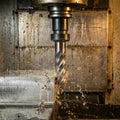 Rotating CNC Milling Machine End Mill Royalty Free Stock Photo