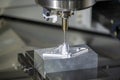 The CNC milling machine finishing cutting  the injection mold parts by  solid ball  endmill tools. Royalty Free Stock Photo