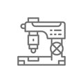 Cnc milling machine, laser metal cutting, engraving machine line icon. Royalty Free Stock Photo