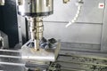 The CNC milling machine rough cutting the injection mold parts by index-able endmill tools. Royalty Free Stock Photo