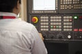 The CNC operator operate the CNC machine. Royalty Free Stock Photo