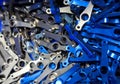 CNC parts,Anodize Aluminum.Metal parts, milling industry. Royalty Free Stock Photo