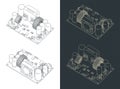 CNC power supply module isometric drawings Royalty Free Stock Photo