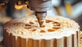 CNC Router Carving Intricate Design in Wood Precision Engineering Meets Craftsmanship Royalty Free Stock Photo