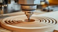 CNC Router Creating a Perfect Circle on Birch Plywood Automation and Precision in Woodworking.