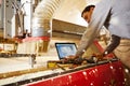 CNC router machine creates a layout of the shelf complex. Royalty Free Stock Photo