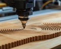 CNC Router Precision Carving Intricate Circles in Wood, Industrial Automation in Action