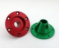 CNC Turning machine parts,Red Green Anodize Aluminum Royalty Free Stock Photo