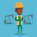 Cnfident oil worker vector illustration.