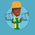 Cnfident oil worker vector illustration.