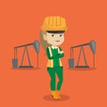 Cnfident oil worker vector illustration.