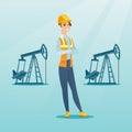 Cnfident oil worker vector illustration.