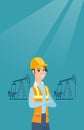 Cnfident oil worker vector illustration.