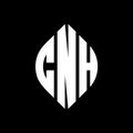 CNH circle letter logo design with circle and ellipse shape. CNH ellipse letters with typographic style. The three initials form a Royalty Free Stock Photo