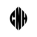 CNH circle letter logo design with circle and ellipse shape. CNH ellipse letters with typographic style. The three initials form a Royalty Free Stock Photo