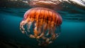 cnidarian tentacles sway in underwater beauty generated by AI Royalty Free Stock Photo