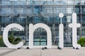 The CNIT Centre for New Industries and Technologies, an interesting concrete and glass construction with a very unusual shape Royalty Free Stock Photo