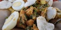 CNN winning top food called gado gado, or lotek, consists of various vegetables, eggs, tempeh, and lontong with peanut sauce Royalty Free Stock Photo