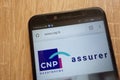 CNP Assurances website displayed on a modern smartphone