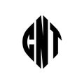 CNT circle letter logo design with circle and ellipse shape. CNT ellipse letters with typographic style. The three initials form a Royalty Free Stock Photo